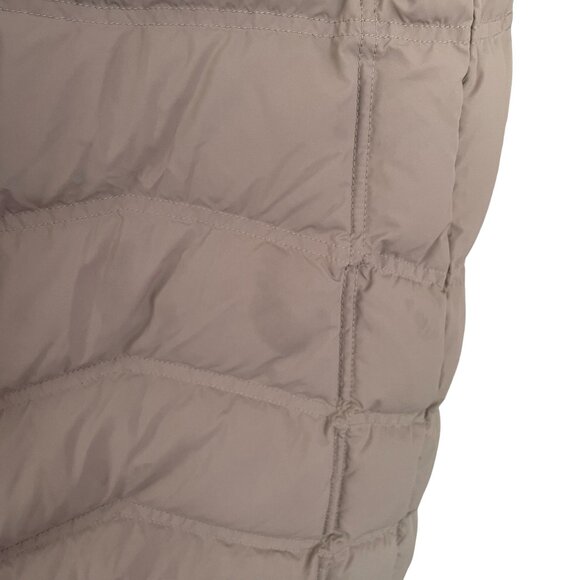 LL Bean Long Down Filled Puffer Coat PXS Petite XS Taupe Quilted Zip Up Jacket - Picture 6 of 7